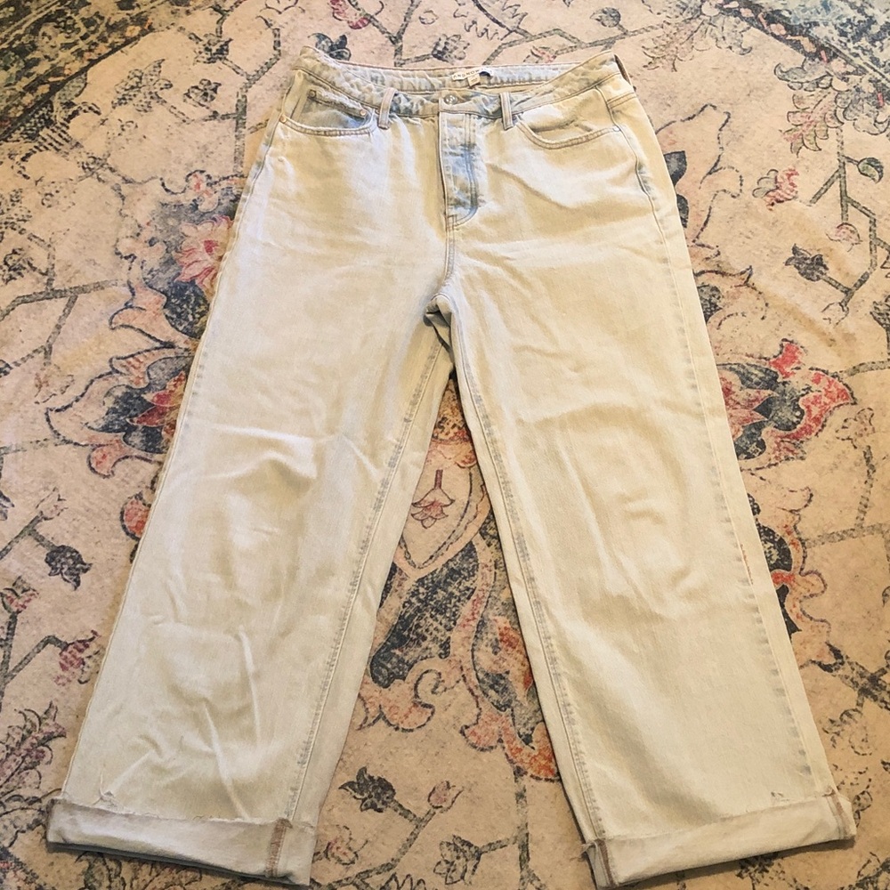 And Now This Straight Leg Distressed Button Fly Light Wash Jeans